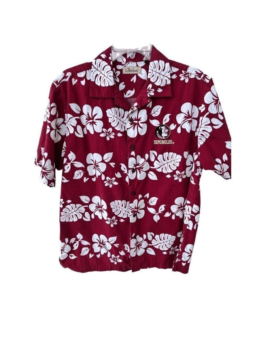 VINTAGE FSU Florida State University Hawaiian Button-Up Shirt size S